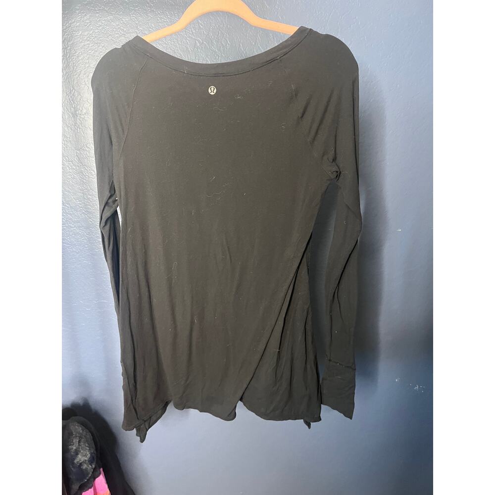 Set of 2 Lululemon Long Sleeve Top Side Stitched Gray & Black Activewear Large - Picture 5 of 7